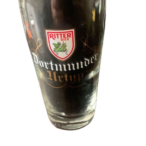 Vintage Riter Bier Beer Dortmunder .25 Liter Gold Rim Glass West Germany Rare - Picture 6 of 11